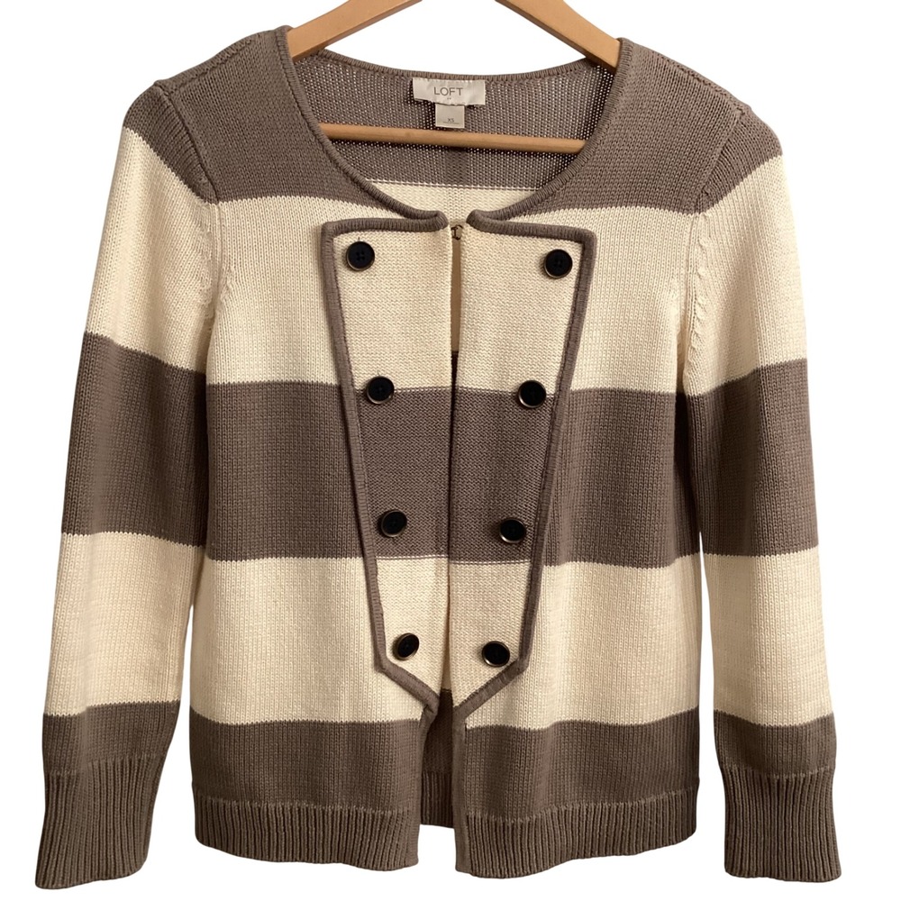 LOFT Striped Double Breasted Style‎ Cardigan Sweater XS